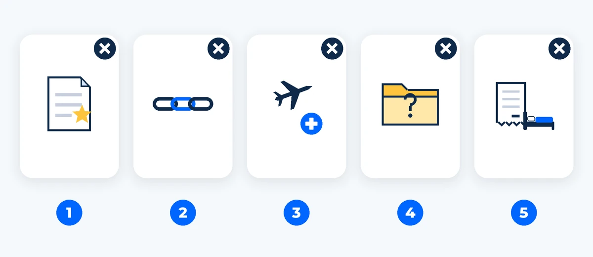 รายการ 5 ข้อที่ถูกขีดฆ่า แสดงข้อยกเว้นที่พบบ่อยในกรมธรรม์ ภาพสร้างด้วย AI